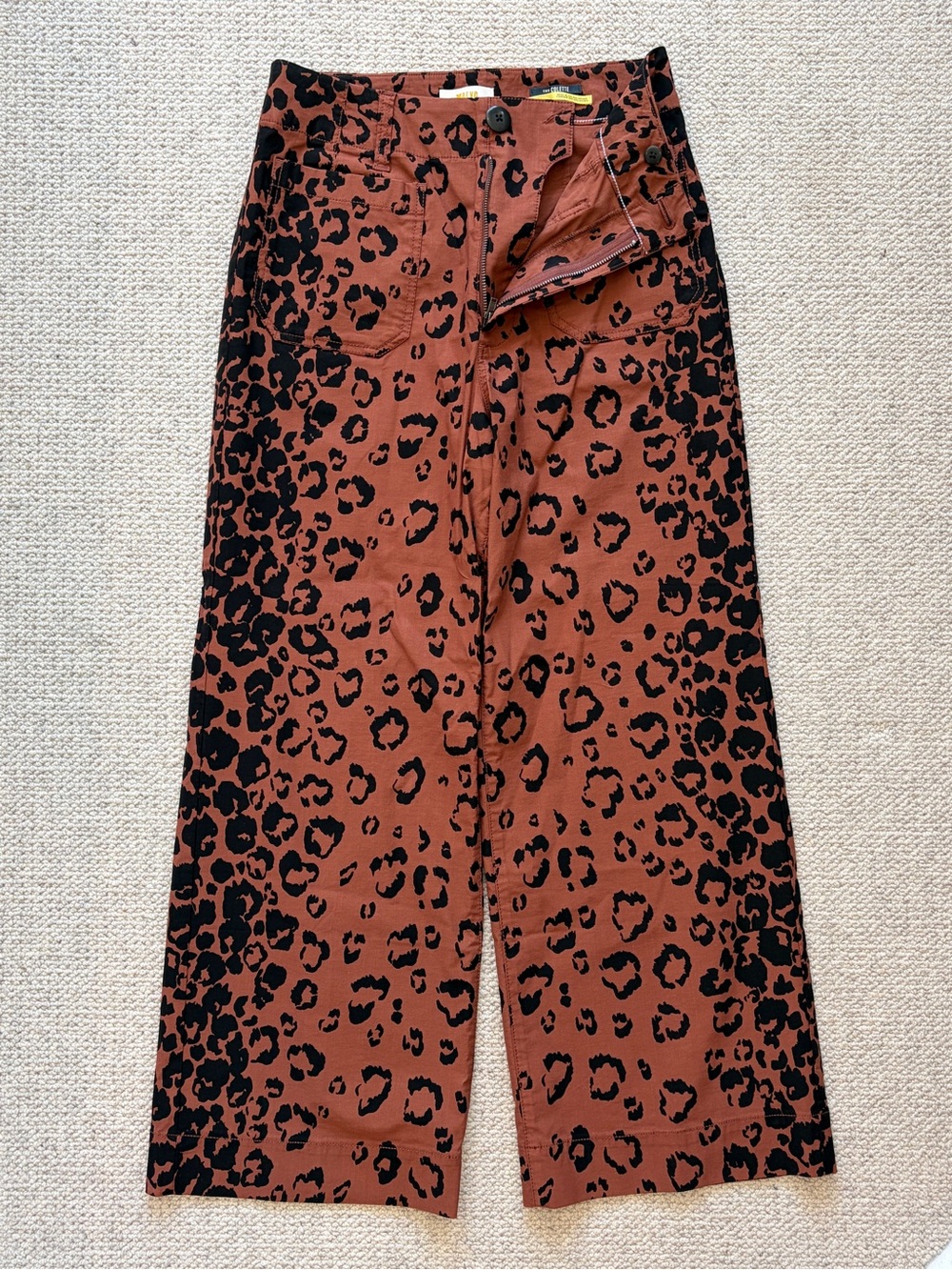Maeve Anthropologie Colette Rust Leopard Wide Leg Pants 28